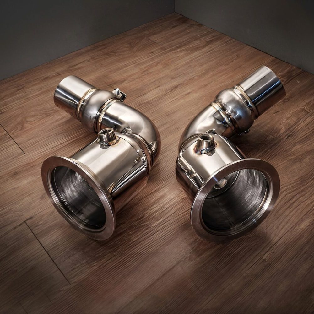 Fi EXHAUST Valvetronic Exhaust System for 991.2 Porsche 911 GT2 RS Downpipes - Top Side View