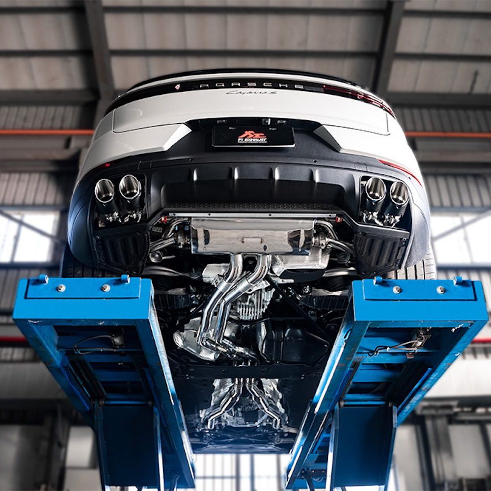 Fi EXHAUST Valvetronic Exhaust System for 9YA.2 Porsche Cayenne (OPF) [PH-9Y0V8F-CBOE+TIP958S*4+CAB-4BTB*2] Installed