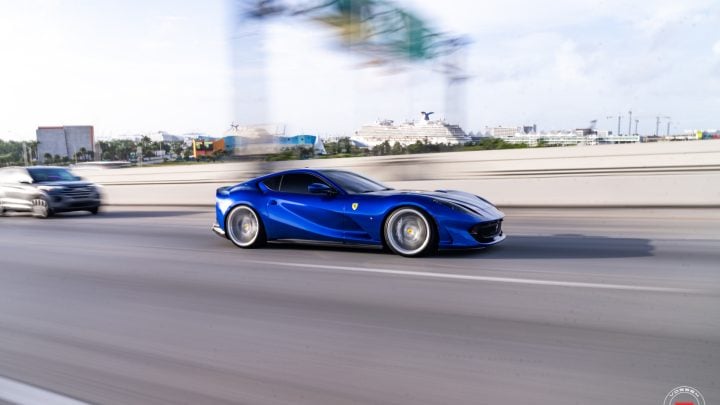 Blu Tour De France Ferrari 812 Superfast - Vossen Forged S21-02 Wheels in Gloss Clear Image 1