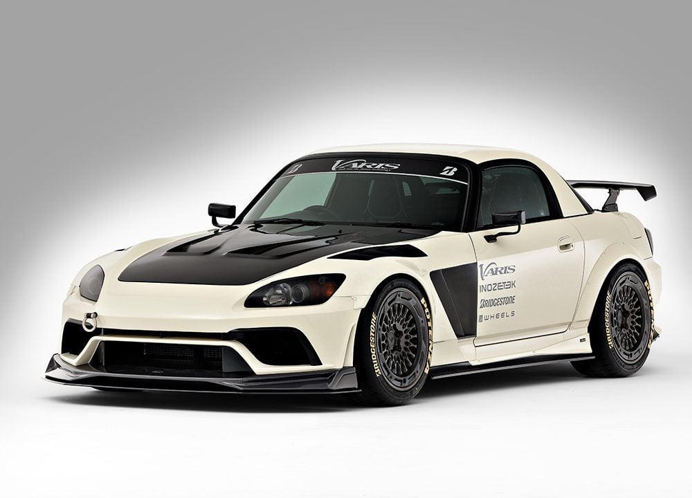 Varis Arising-II Semi Wide Body Kit for AP1 / AP2 Honda S2000 Installed on White S2000 - Front-Side View of Car