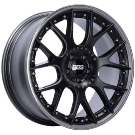 BBS CH-RII Wheel in Satin Black Center w/ Motorsport Etching & Platinum Lip SS Rim Protector (21×9 5×112 +32)