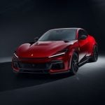 NOVITEC ESTESO Widebody Kit for F175 Ferrari Purosangue [F6 666 00/F6 666 83] Installed on Red Purosangue - Front View of Car