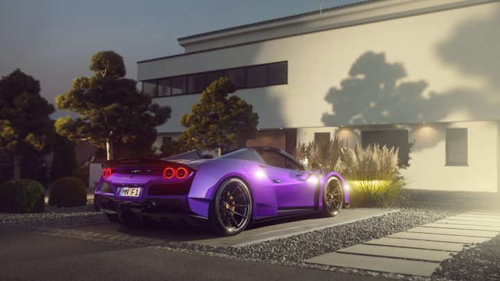 Purple Novitec Ferrari F8 N-Largo Spider - Carbon Fiber Widebody Kit & Vossen NF10 Wheels