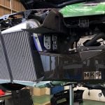 HKS Black DCT Fluid Cooler for EBA-R35 Nissan GT-R [27002-AN105] Installed on Car with Bumper Off