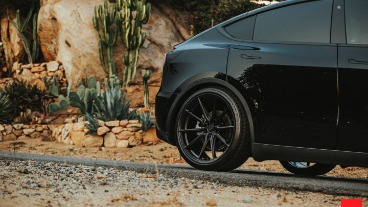 Black Tesla Model Y - Vossen HF-3 Wheels in Satin Black