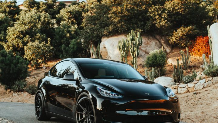 Black Tesla Model Y - Vossen HF-3 Wheels in Satin Black