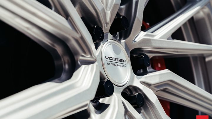 Blue Tesla Model Y - Vossen HF-4T Wheels in Satin Silver