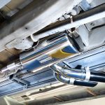 Fi EXHAUST Valvetronic Exhaust System for W463 Mercedes-AMG G 55 Installed - Close View of Muffler