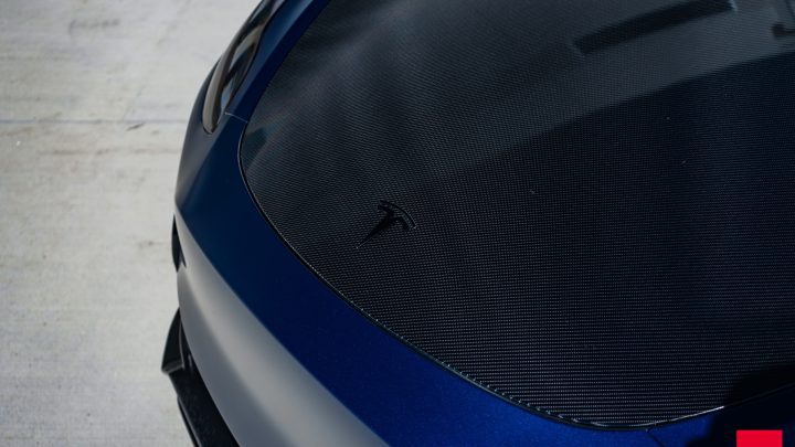 Blue Tesla Model Y - Vossen HF-3 Wheels in Satin Black