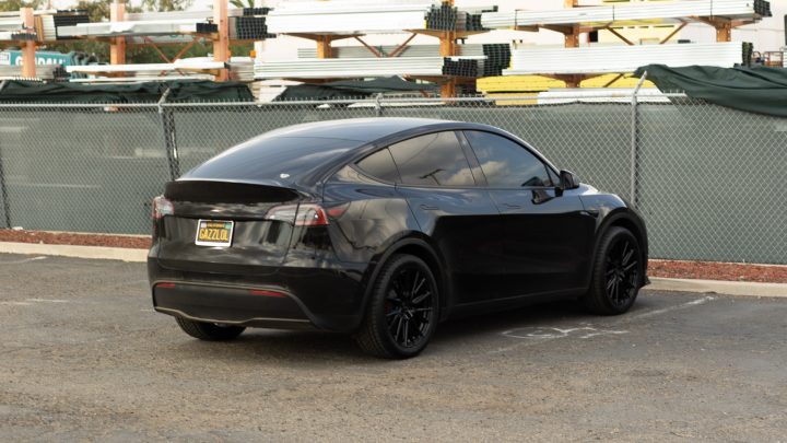 Black Tesla Model Y - Vossen HF-4T Wheels in Gloss Black