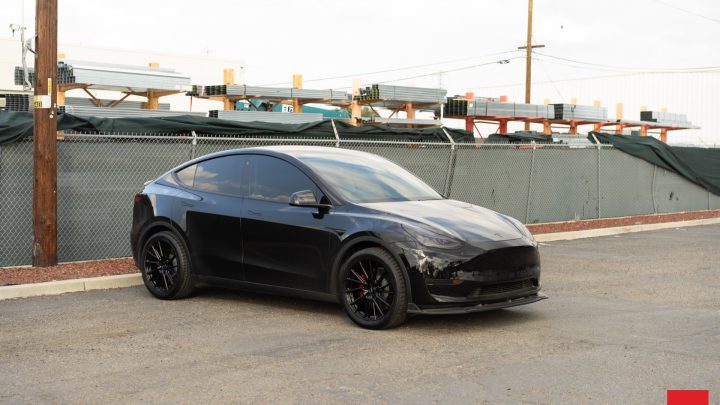 Black Tesla Model Y - Vossen HF-4T Wheels in Gloss Black