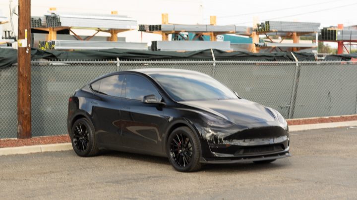Black Tesla Model Y - Vossen HF-4T Wheels in Gloss Black
