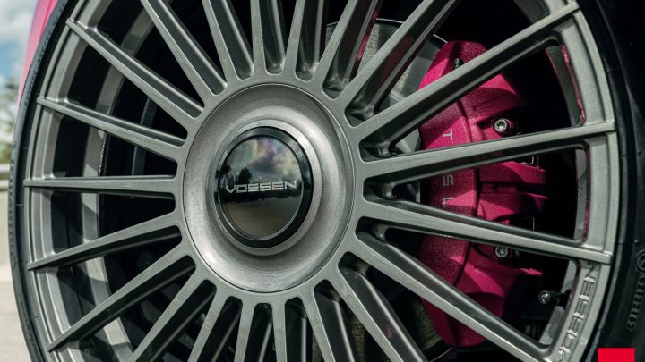 Pink Tesla Model Y - Vossen HF-8 Wheels in Anthracite