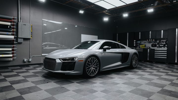 Floret Silver Audi R8 – XPEL Ultimate Plus Paint Protection Film (hood, fenders, and doors only)