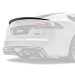 ADRO Carbon Rear Spoiler for Tesla Model S Installed on Grey Model S - Spoiler Highlighted