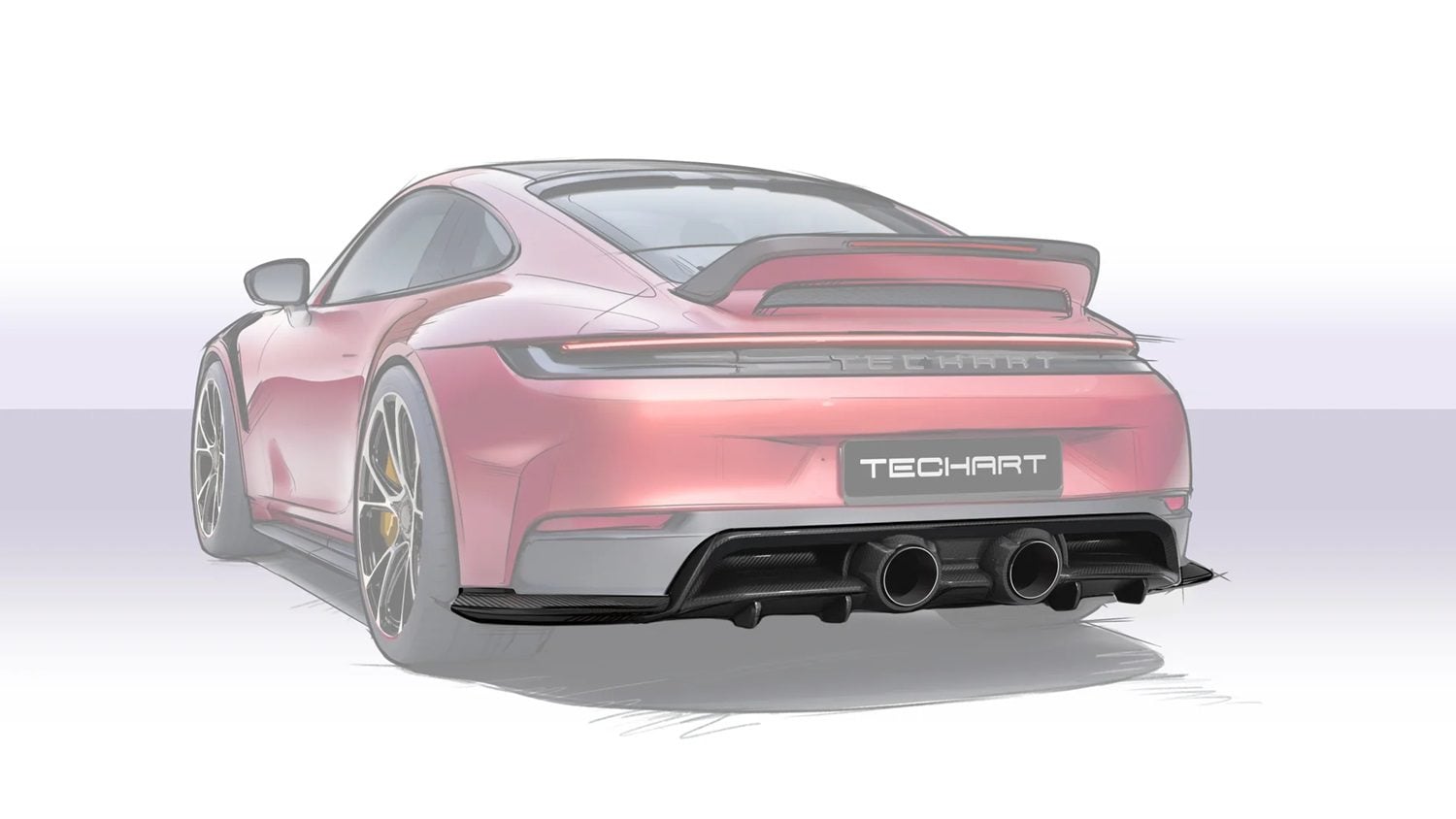 TECHART Carbon Rear Diffuser w/ Aero Wings for 992.2 Porsche 911 Carrera (all models)