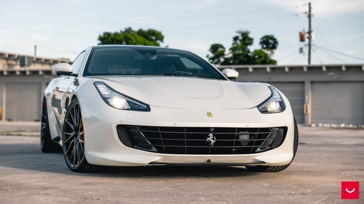 White Ferrari GTC4Lusso - Vossen Hybrid Forged HF-4T Wheels in Gloss Black