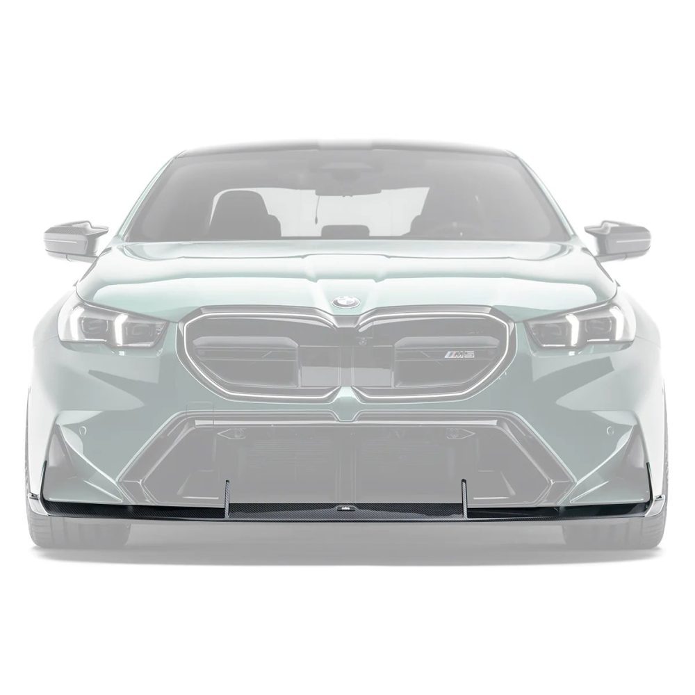 ADRO Carbon Front Lip for G90 BMW M5 Installed on Green M5 & Part Highlighted - Front View of Car