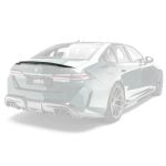 ADRO Carbon Trunk Spoiler for G90 BMW M5 Installed on Green M5 & Part Highlighted - Rear-Side View of Car