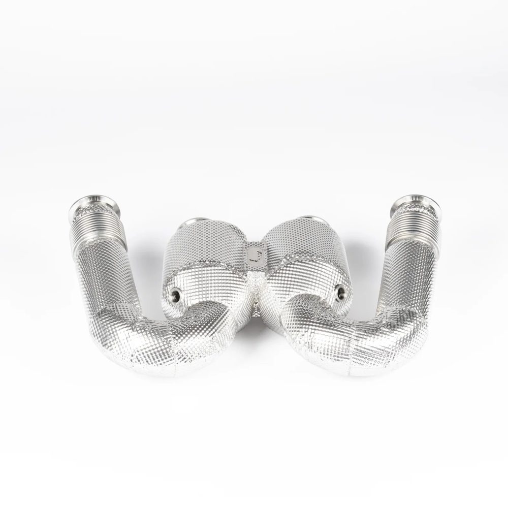 JCR Inconel Race Downpipes for 918 Porsche 918 Spyder - Front View of Downpipes