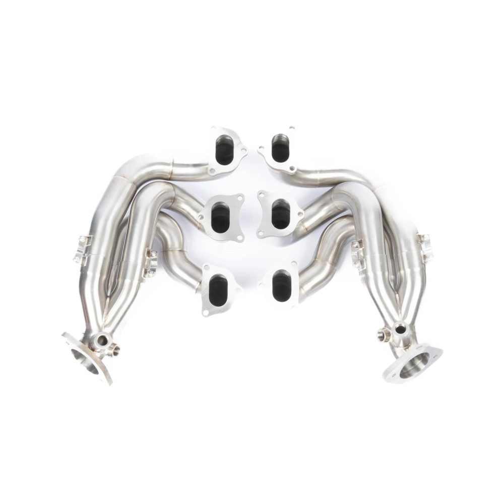 JCR Inconel Race Exhaust Manifolds for 981 Porsche Boxster Spyder / Cayman GT4 - Front View of Manifolds