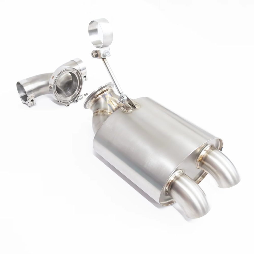 JCR Titanium Silenced Exhaust Tip Assembly for 981 Porsche Boxster Spyder / Cayman GT4 - Tip Section & Y-Pipe Separated
