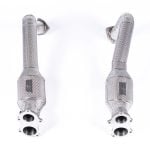 JCR Inconel Silenced Link Pipes for 982 Porsche 718 Boxster GTS 4.0 and Spyder / 718 Cayman GT4 and GTS 4.0 - Front Upper View of Pipes
