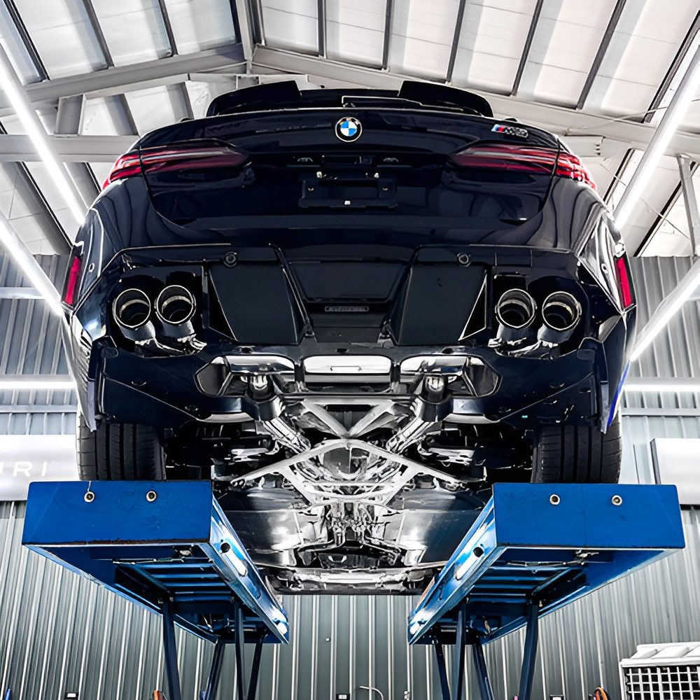 Fi EXHAUST Valvetronic Exhaust System for G90 / G99 BMW M5 [BN-G90MF-CBOE+TIP70114S*4] Installed - Front View