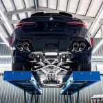 Fi EXHAUST Valvetronic Exhaust System for G90 / G99 BMW M5 [BN-G90MF-CBOE+TIP70114S*4] Installed - Front View