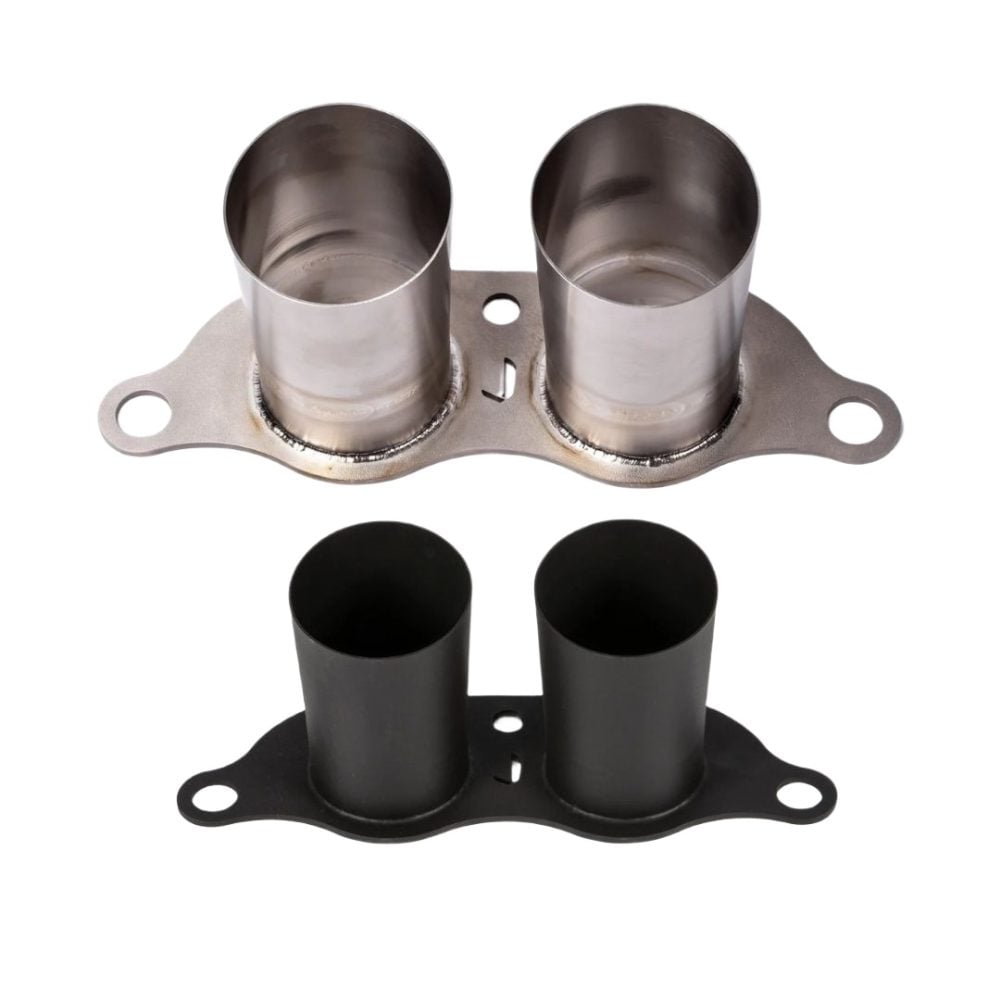 JCR Titanium Megaphone Exhaust Tips for 997 / 991 Porsche 911 GT3, GT3 RS, and GT3 RS 4.0 - Raw & Black Coated Finish Version