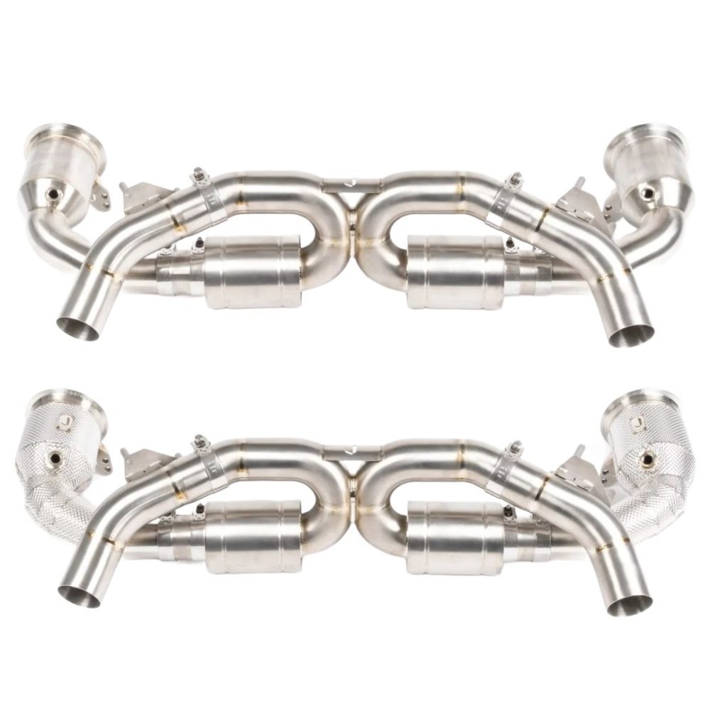 JCR Titanium Silenced Race Exhaust System for 992 Porsche 911 Carrera, Carrera GTS, and Carrera S / Sport Classic / Turbo and Turbo S with Race Silencers - Heat Shielding Options