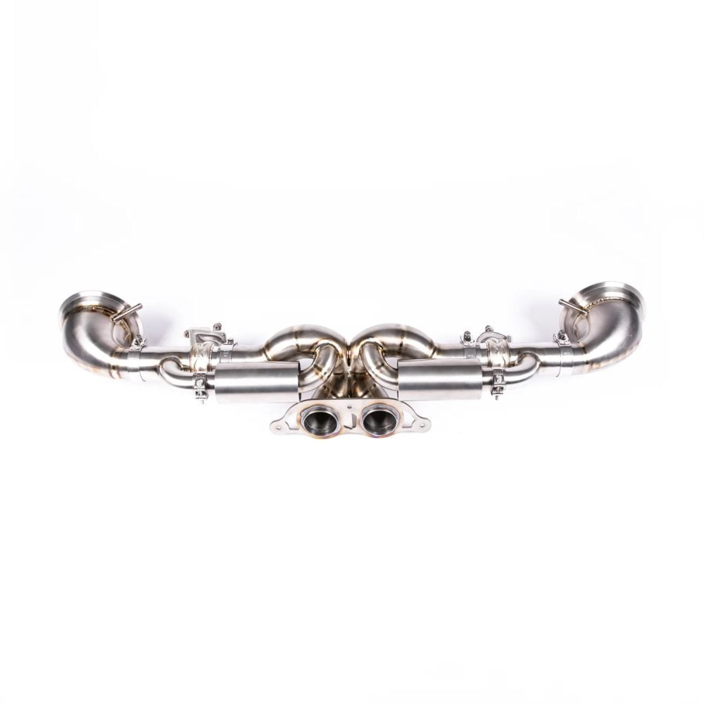 JCR Titanium Valved Race Exhaust System for 991.2 Porsche 911 GT3 RS (with OPF) / Speedster - Upper Front View of System