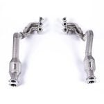 JCR Inconel Race Exhaust Manifold & Inconel Silenced Link Pipe Assemblies for 982 Porsche 718 Boxster GTS 4.0 and Spyder / 718 Cayman GT4 and GTS 4.0 - Rear View of Assembly