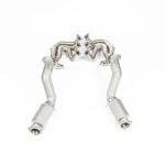 JCR Inconel Race Exhaust Manifold & Titanium Silenced Link Pipe Assembly for 982 Porsche 718 Cayman GT4 RS / Spyder RS - Rear View of Assembly