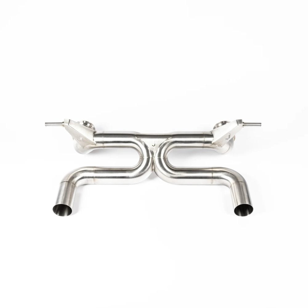JCR Inconel Non-Silenced Race Exhaust System for LP6xx-x Lamborghini Huracan Evo, Performante, Sterrato, STO, and Tecnica - Front View of Exhaust