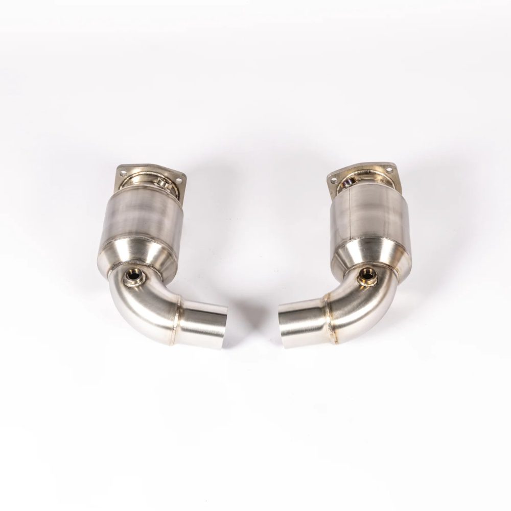 JCR Inconel Race Silencers for 991 Porsche 911 Turbo, S, and S Exclusive - Upper Front View of Silencers