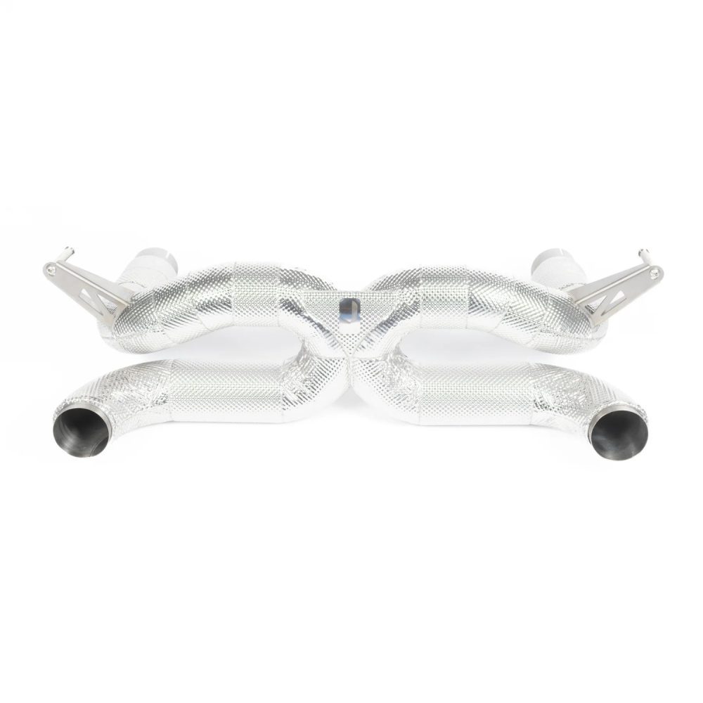 JCR Titanium Race Exhaust System for F142M Ferrari 488 GTB / Spider - Front View of Exhaust