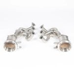 JCR Inconel Race Exhaust Manifolds for 991.2 & 992 Porsche 911 GT3, GT3 RS (with OPF), GT3 Touring, S/T, and Speedster - Front View of Manifolds & Included OPF Pipes