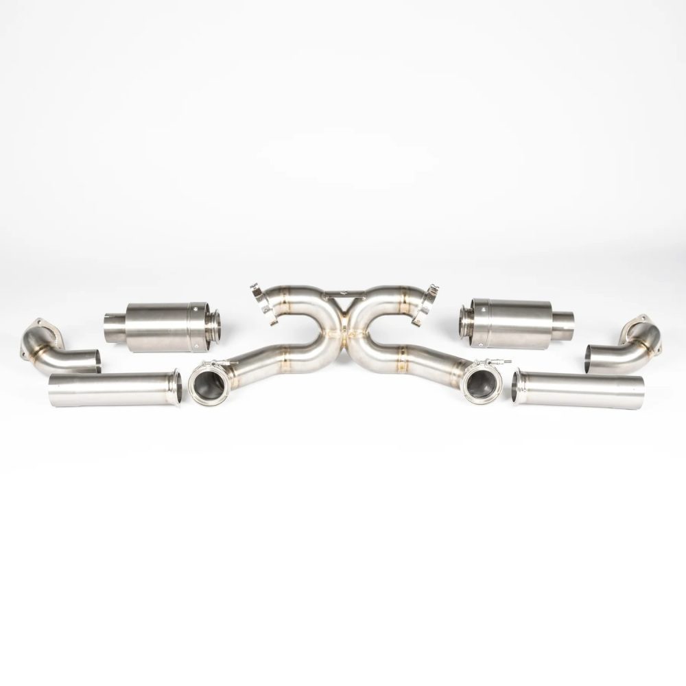 JCR Titanium Non-Valved Race Rear Silencer Kit for 982 Porsche 718 Cayman GT4 RS / Spyder RS - Exploded