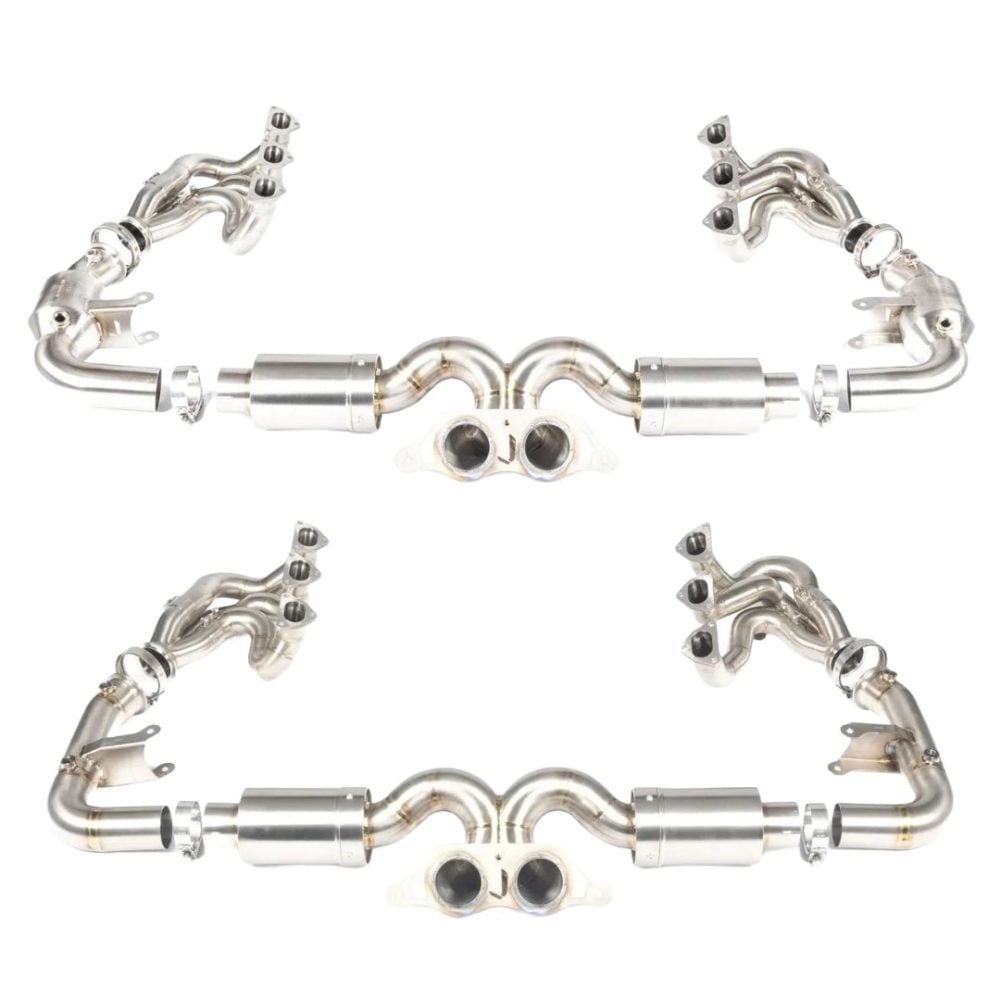 JCR Non-Valved Superlight Race Exhaust System & Manifold Assembly for 991.2 Porsche 911 GT3 RS (with OPF) / Speedster - Silenced Center Section Options