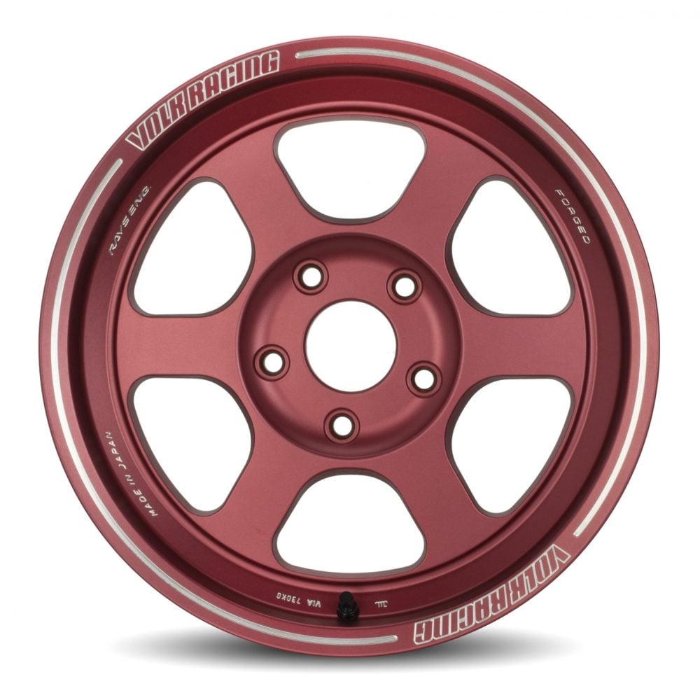 Volk Racing TE37XT Wheel in Matte Red - Front View of Wheel
