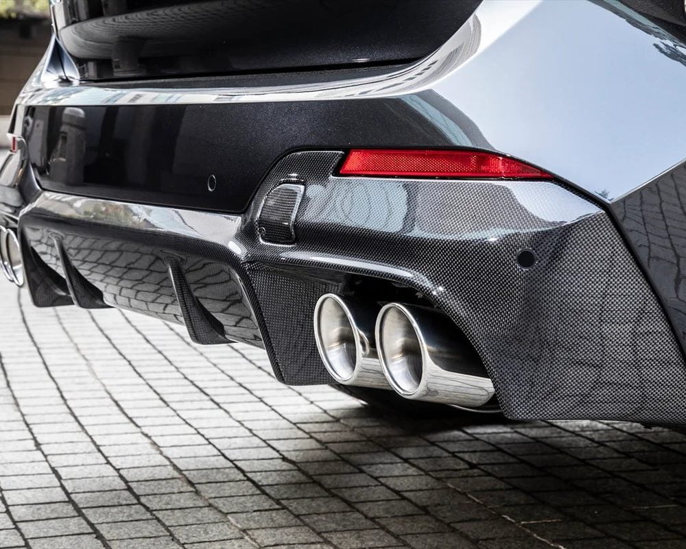 3DDesign Carbon Rear Diffuser for G01 BMW X3 M40i (facelift) Installed - Right Side Close Rear View