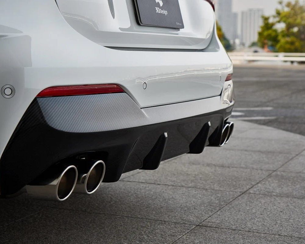 3DDesign Carbon Rear Diffuser for G22 and G23 BMW 4 Series M Sport - Left Side Close View