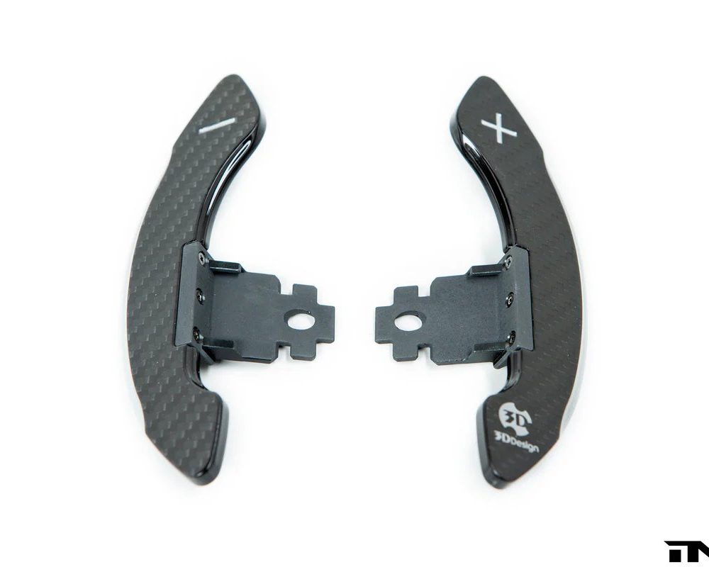 3DDesign Carbon Shift Paddles for F9x and Gxx BMW Vehicles and A9x Toyota Supra - Silver Front View