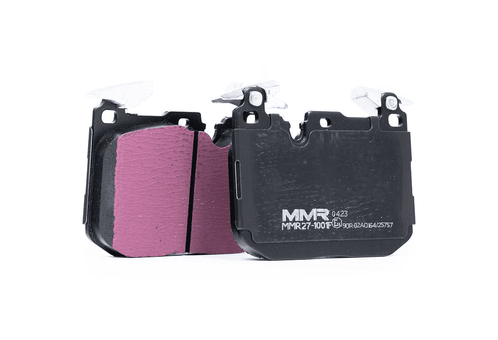MMX RP650 Performance Front Brake Pads for F8x BMW M2 / M3 / M4 - Front and Back Side View of Pair