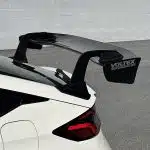 Voltex Carbon Type-4B Swan-Neck GT Wing (1600mm) for FL5 Honda Civic Type R Installed on White Type R - Close Rear Side View of Wing