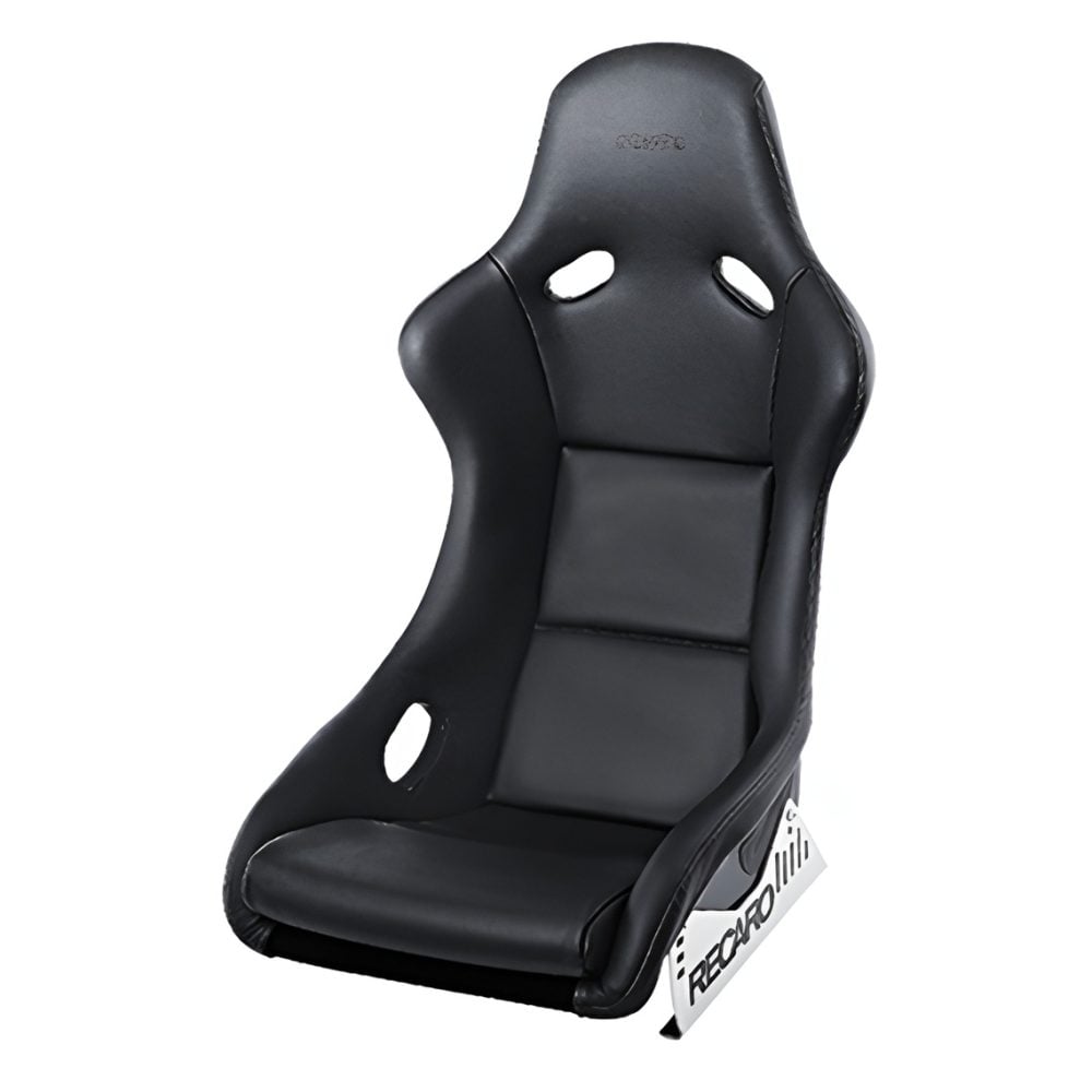 RECARO Dynamic Pole Position Carbon (ABE) Seat in Leather Black - Front Side View of Seat