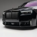 NOVITEC Front Bumper with LEDs for F160 Rolls Royce Ghost II Series II Installed on Black RR Ghost - Close Front Side View of Car