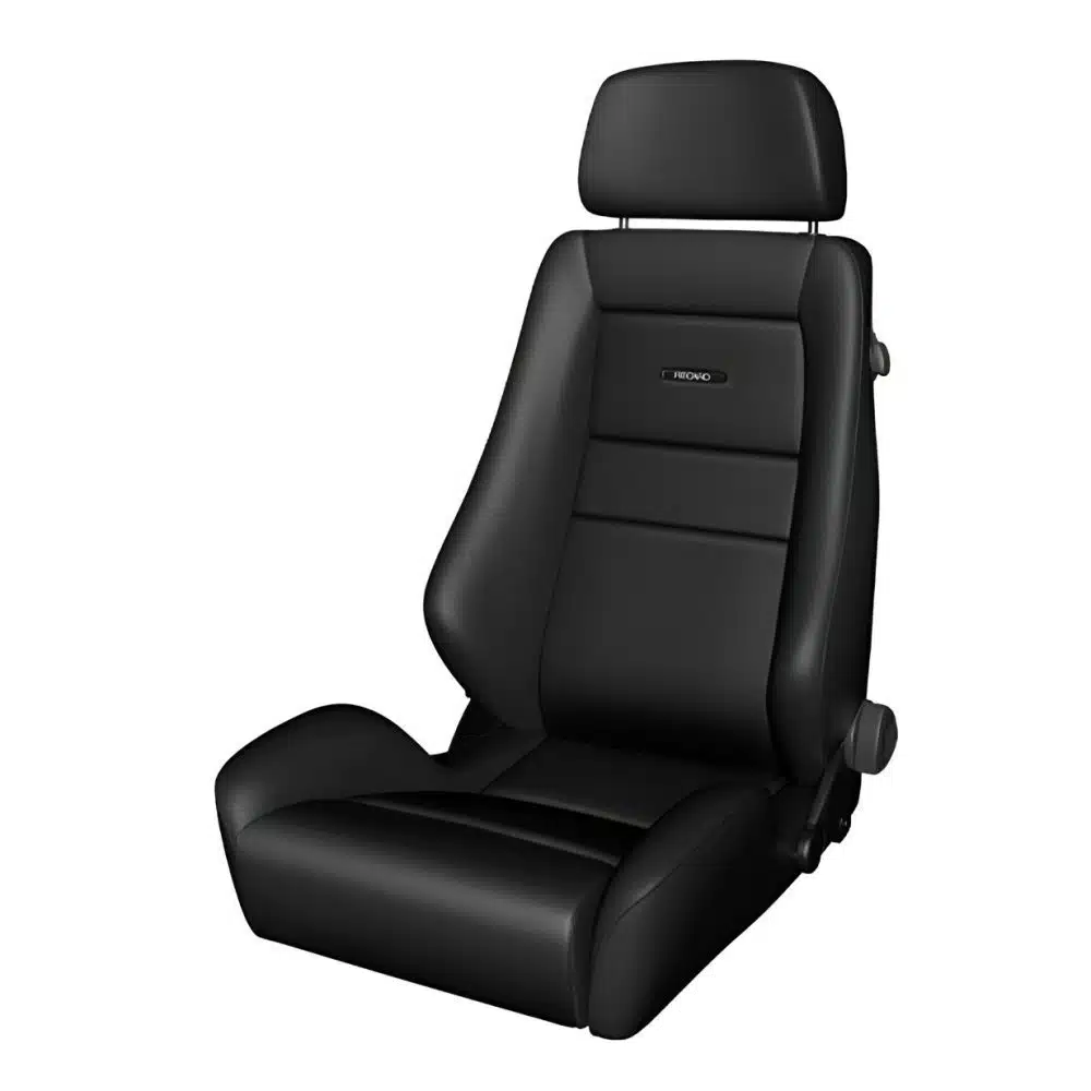 RECARO Classic LX Seat in Black Leather - Front Side View of Seat
