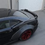 Auto Addict Wide Body Kit for 5th Gen Chevrolet Camaro LT, RS, SS, Z/28, and ZL1 Installed on Black ZL1 - Upper Rear Side View of Car